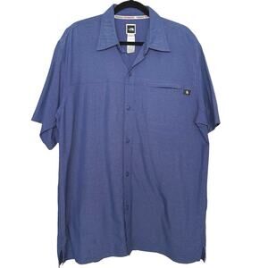 North Face Men’s Tekware Technology Short Sleeve Button Down Shirt Blue Size L
